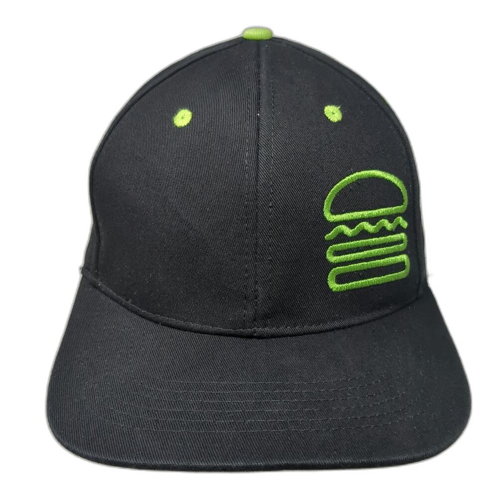 Shake Shack Snapback Black One Size Green Burger Logo Under Brim Patterned Hat